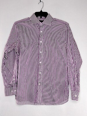 #ad Express Design Studio Mens Purple White Underarm Stains Striped Button Shirt $17.84