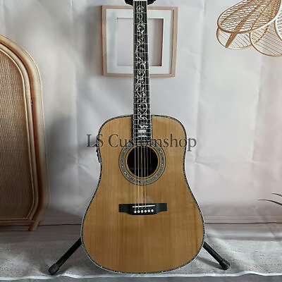 #ad 41 Inches Solid Red Spruce D Type Acoustic Guitar with EQ Flower Inlay in Stock $246.05