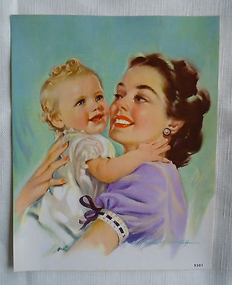 #ad VTG 50s Embossed HOWARD CONNOLLY Baby And Mother Lithograph 7 x 9 $24.99