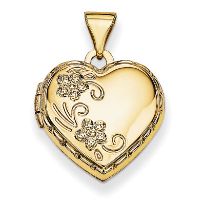 #ad 14k Yellow Gold Domed Heart Locket XL135 $165.99