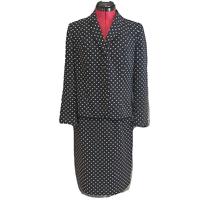 #ad Jones Wear Suit Women Suit 8P Black amp; White Polka Dot Blazer amp; Skirt Long Sleeve $39.99