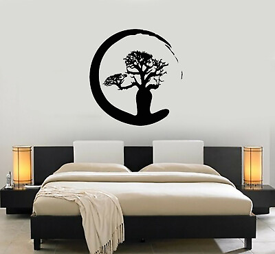 #ad Vinyl Wall Decal Zen Tree Meditation Enso Circle Room Buddhism Stickers ig6093 $67.99