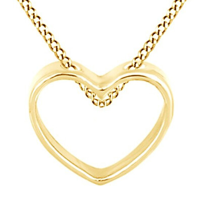 #ad Heart Pendant Necklace 14K Yellow Gold Plated Sterling Silver $77.20