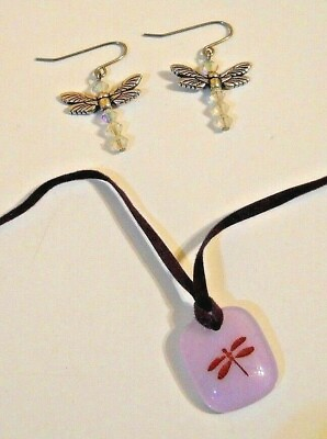 #ad Dragonfly Necklace and Earring Set $7.99
