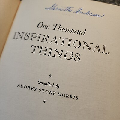 #ad One Thousand Inspirational Things Audrey Stone Morris 1948 Collectible Book $15.47