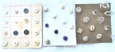 #ad Very Vintage Glass Mother Of Pearl Plastic Hand Carded Sewing Small Buttons $14.99