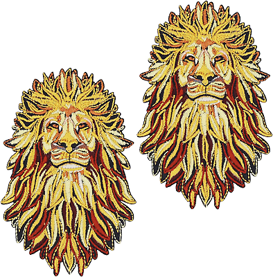 #ad 2Pcs Animal Lions Iron on Patches Embroidered Motif Applique Decoration Sew on P $9.99