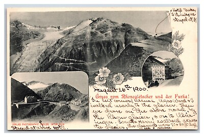 #ad Furkastrasse mit Rhonegletscher Glacier Switzerland UNP UDB Postcard S17 $3.95