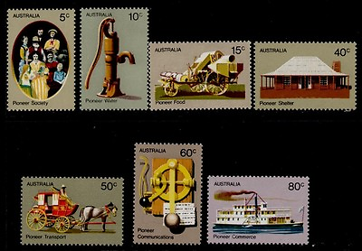 #ad Australia 532 8 MNH Pioneer Life Architecture Horse amp; Coach Ships Harvester $4.05