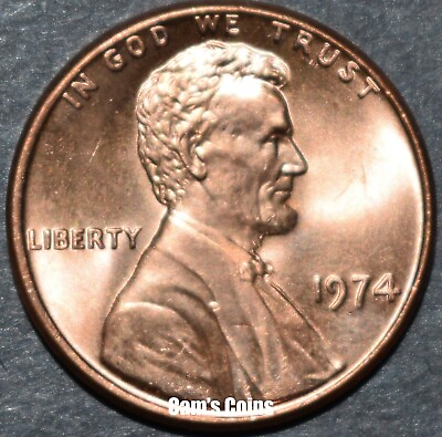 #ad 1974 P Lincoln Memorial Penny Brilliant Uncirculated BU Cent $2.59