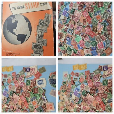 #ad The World Stamp Album 1957 And Hundreds Of Loose Stamps Of Early 1900#x27;S $129.00