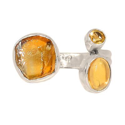 #ad Natural Citrine Brazil 925 Sterling Silver Ring UYS4 s.6 CR39856 $18.99