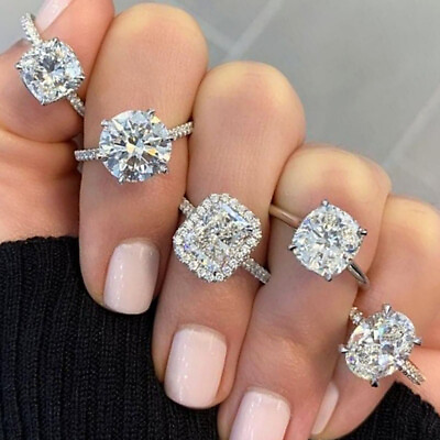 #ad 5 Styles 925 Silver Filled Rings Luxury Women Cubic Zirconia Jewelry Size 6 10 C $3.14