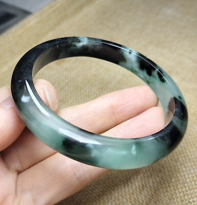 #ad 56mm Natural Deep Green Ancient Jadeite Jade Craved Bracelet Bangle 812 $43.00