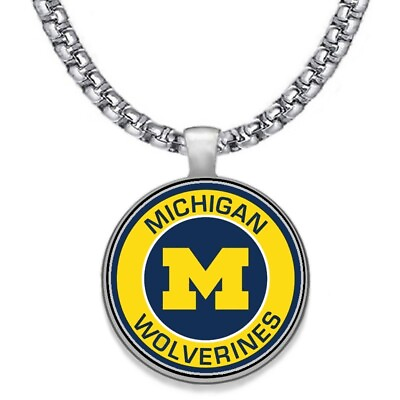 #ad Large Michigan Wolverines 24quot; Chain Stainless Pendant Necklace FREE SHIP#x27; D30 $20.95