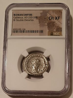 #ad Roman Empire Gallienus AD 253 268 BI Double Denarius rv Victory Presented Ch XF $89.30