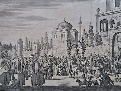 #ad Ottoman Sultan Constantinople Hunting Ride Dogs Soldiers 1700#x27;s engraved print $75.00