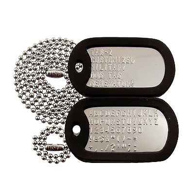 #ad 2 Military Dog Tags Custom Embossed STAINLESS GI Identification w Silencers $8.99