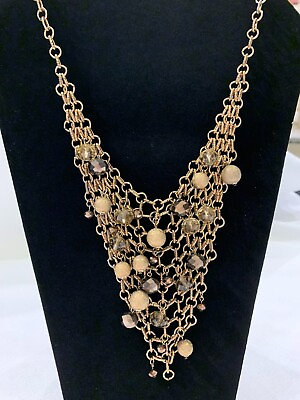 #ad Park Lane Brown Chain amp; Crystal Necklace $2.50
