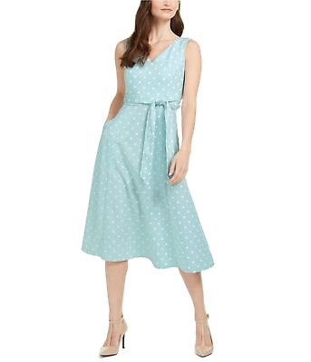 #ad Calvin Klein Womens Dot Print Fit amp; Flare Dress Blue 14 $85.02