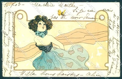 #ad Artist Signed Kirchner Nini Hager Lady Butterfly postcard VK8862 $60.00
