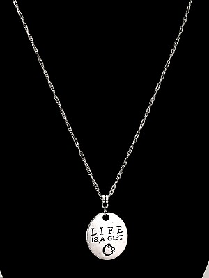 #ad Necklace Life Is A gift On 925 Sterling Silver Twist Chain 18” USA 1935 $9.99