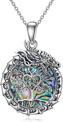 #ad Dragon Tree of Life Pendant Necklace 925 Sterling Silver Jewelry Gifts for Women $108.80