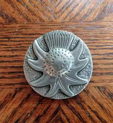 #ad Vintage Thistle Brooch Silver Pewter Color Scarf Pin $18.00