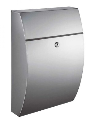 #ad Stainless Steel Locking Wall Mount Mailbox Glacial Elliptical WF 0906A $84.87