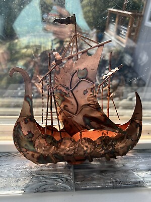 #ad Copper 3D Ship Boat 9 3 4” Tall $8.00
