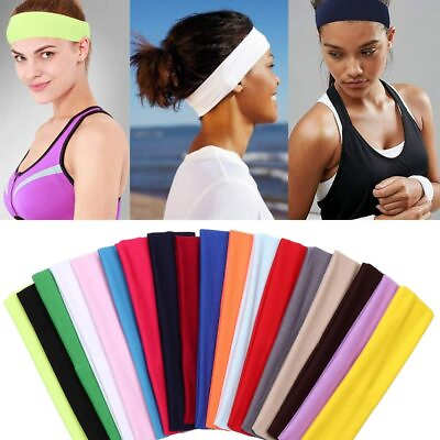 #ad 5cm Wide Stretchy Fabric Headband Solid Colour Headband Yoga Sports Gym Ha b5 $1.83