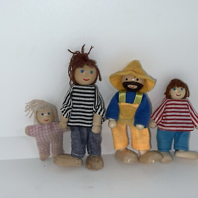 #ad Small Wooden Doll family Set. i $4.00