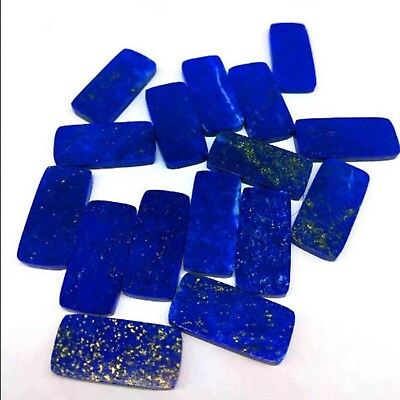 #ad 10Pcs Natural Lapis Lazuli 10x20mm Long Rectangle Both Side Flat Back Gemstone $28.37