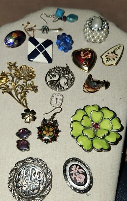 #ad VTG LOT 19 pc EARRING SINGLES ENAMEL CRAFTS ASSORTED JEWELRY PARTS CLOISONNE $23.50
