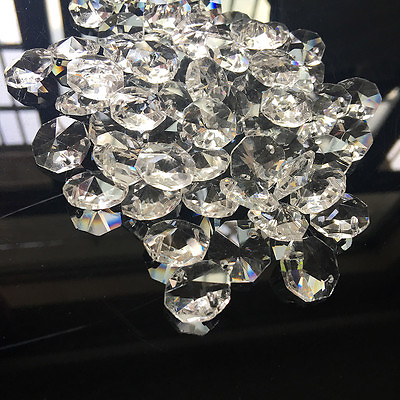 50X CLEAR OCTAGON CRYSTAL GLASS Bead Prism CHANDELIER CHAIN DIY PARTS SUNCATCHER $7.89