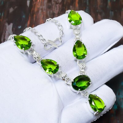 #ad Peridot Gemstone Handmade Gift Jewelry Necklace 18quot; z364 $5.99