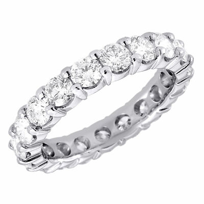 #ad 14K White Gold Prong Set Diamond Eternity Wedding Band Anniversary Ring 3 CT. $5505.00