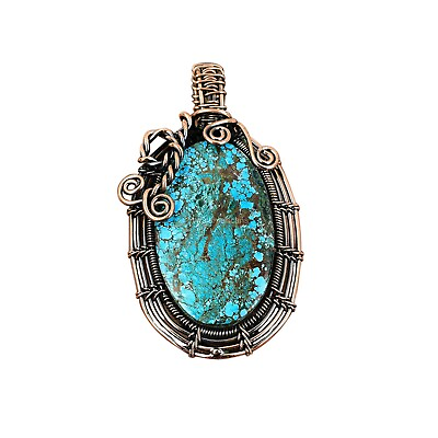 #ad Tibetan Turquoise Jewelry Copper Gift For Mom Wire Wrapped Pendant 2.48quot; $18.90