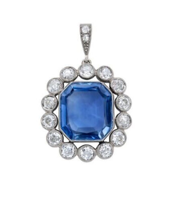 #ad Stunning Square Shape Blue Lab Created Sapphire with Halo Style Women Pendants $241.00