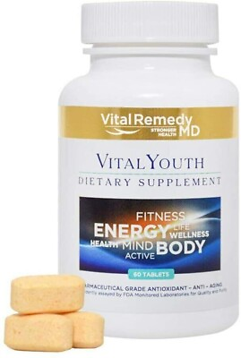 #ad VitalRemedyMD Vital Youth Potent Energy AntiAging Antioxidant 60 Tabs EXP 6 2026 $10.75