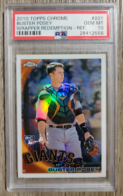 #ad 2010 Buster Posey Topps Chrome Wrapper Redemption Refractor Rookie Card PSA 10 $285.00