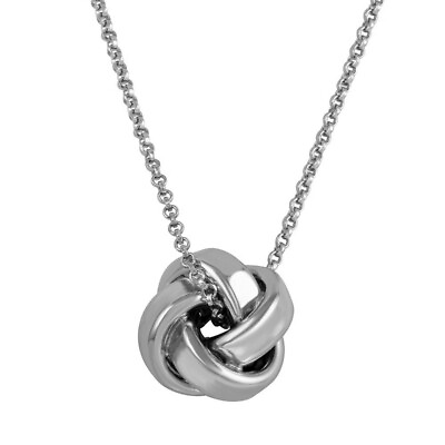 #ad Sterling Silver .925 Rhodium Plated Knot Charm Pendant Chain Necklace $40.30
