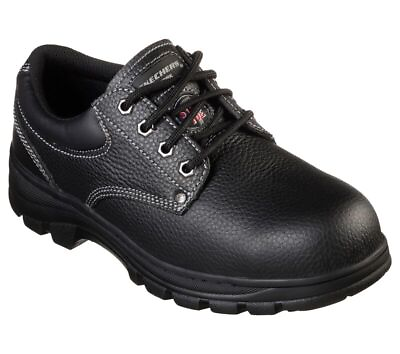 #ad Mens Skechers Workshire Tydfil Black Work Safety Lace Up Shoes AU $97.45
