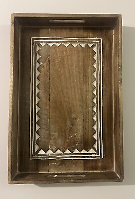 #ad Rustic Wooden Serving Tray. Crafted And Made In India $17.99