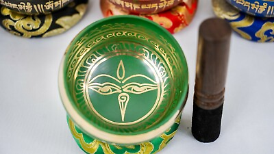 #ad Colorful Green Tibetan 3.5quot; Singing bowl for Yoga Meditation Sound healing. $27.19