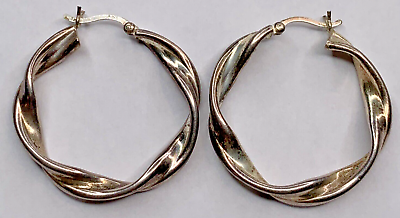 #ad VTG AO Sterling 925 Loose Twist Spiral 1.25” Hoop Southwestern Earrings 4G $35.95