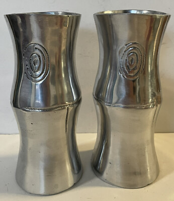 #ad Silver Decorative Metal Vase Set Of 2 Swirl Accents By Paradigm Exclusives India $14.99