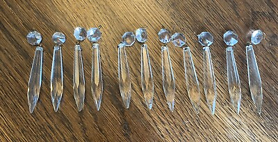 #ad #ad Antique Vintage Lot Crystal Cut Glass Chandelier Prisms Faceted 4quot; 11 Strings $42.00