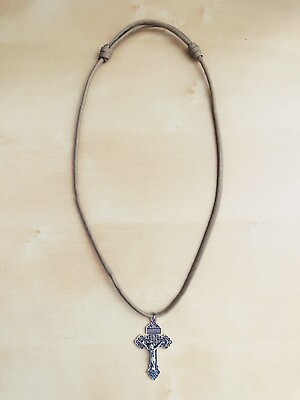 #ad Cross Pendant Brown Paracord 550 Christ Cross Catholic Cross Necklace USA MADE $12.95