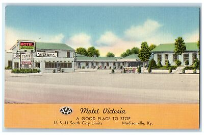 #ad c1940#x27;s Motel Victoria amp; Restaurant Cottages Madisonville Kentucky KY Postcard $9.95